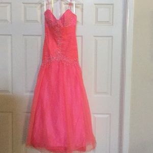 Studio 17 coral trumpet gown pageant prom
